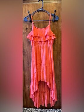 Women’s Coral Ruffle Casual Dress with Elastic Waist
